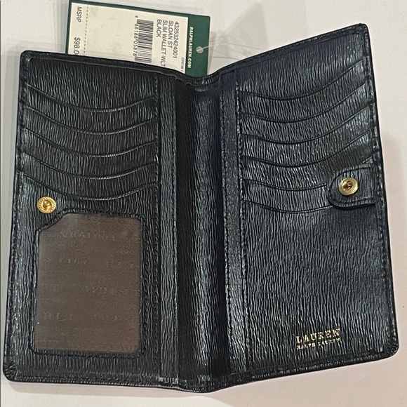 Lauren Ralph Lauren Sloan St Slim Black Leather Wallet NWT - Picture 4 of 4
